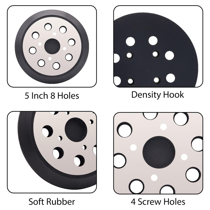 5 Inch Replacement Sander Pads Hook and Loop, 5" 8