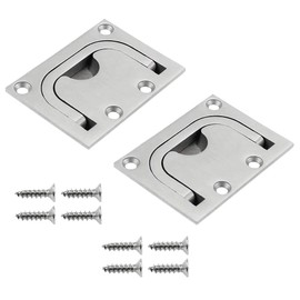 AYZECHANG Floor Lifter, Pack of 2 Inlet Handle, Floor Lifter, Hatch Handle Made of Stainless Steel, Inset Winding Handles for Ships, Comes with 8 Screws for Ships, Yachts and Storage Cabinets