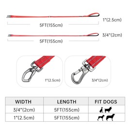EXCELLENT ELITE SPANKER Reflective Dual Dog Leash Double Dog Leash 5FT Multiple Dog Leash with Padded Handle for Two Dogs Walking Training(Blue)