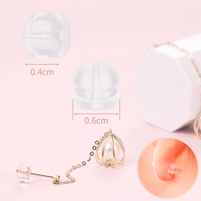 Silicone Earring Backs, Clear Earring Backings, 12PCS Soft Earring Stoppers,