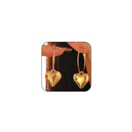 Dainty Gold Heart Drop Earrings for Women Trendy, Charm Silver Love Heart Drop Dangle Earring Big Hoop Earrings Exquisite Prom Valentine Jewelry Gifts (Gold)