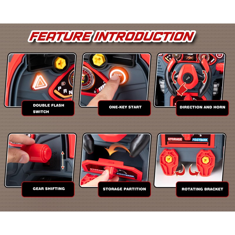 Interactive Truck Engine Toy-Removable Parts Lights&Sounds,Age 3-5