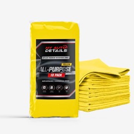 My Auto Details All-Purpose Yellow Microfiber Towel 10-Pack, 16"x16", Lint-Free, 310 GSM, Tagless – Car Wash, Cleaning, Multipurpose Cloth