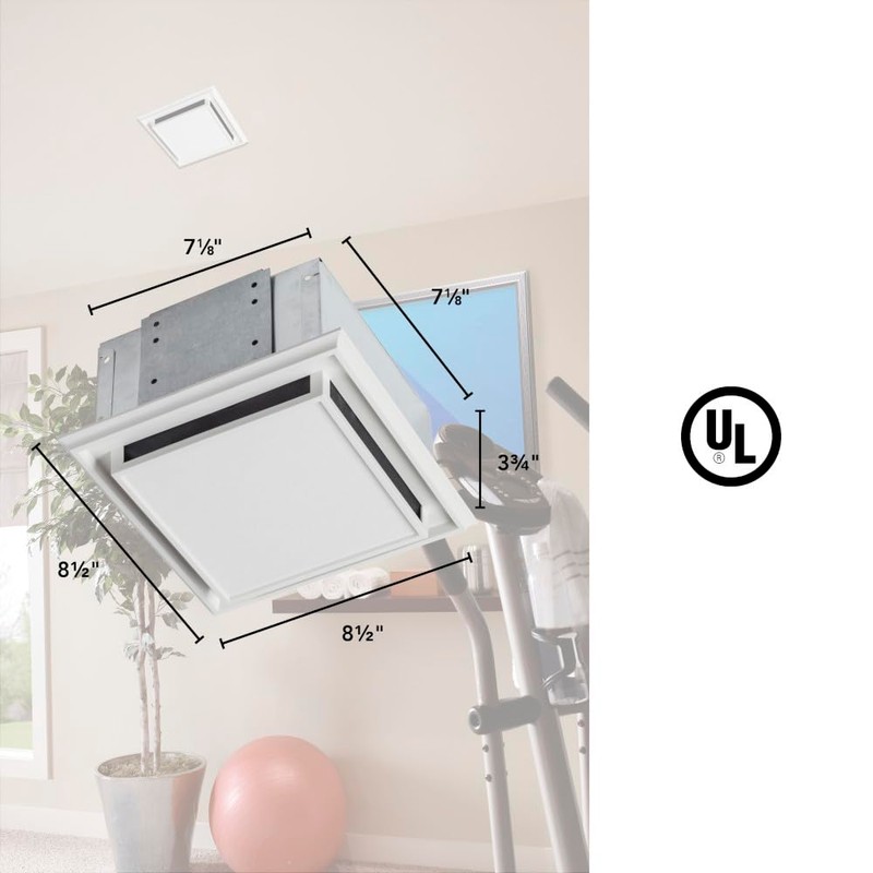 Broan-Nutone 682 Duct-Free Ventilation Fan, White Square Ceiling or Wall