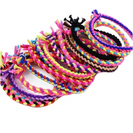 50Pcs Multicolor Braided Knotted Elastic Hair Ring Hair Rope Hair Tie Rubber Band Ponytail Holder Headband Headwear Hair String (Color Random)