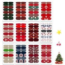 WOKOTO 12 Sheets Christmas Nail Polish Strips Full Nail Wraps Santa Claus Elk Snow Man Christmas Tree Christmas Gel Nail Polish Stickers Nail Wraps for Women Sticker Nail Polish Wraps for Nails