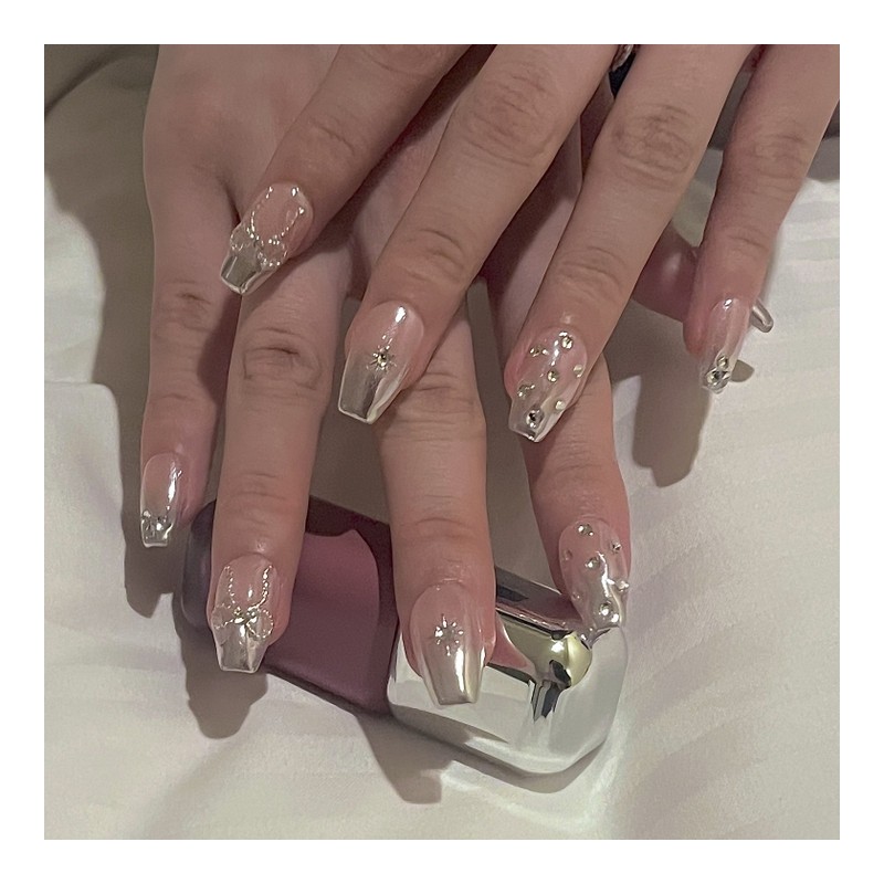 Moonlit Glow Handmade Nail Tips - Coffin Egg / 문릿