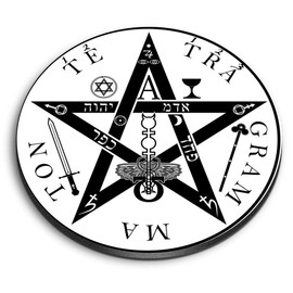 1 x Round MDF Magnet - Pentagram Gram Ma Ton God Greek 10452