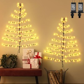Geetery 2 Pack 4 ft Lighted Wall Tree, Willow Vine Lights with Remote, 108 LED Warm White Christmas Tree Lights DIY Vines for Home Bedroom Living Room Wall Fireplace Christmas Decoration