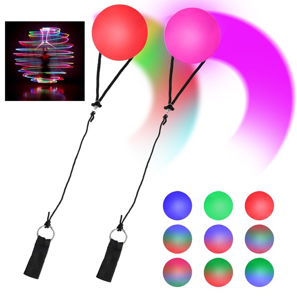 Focenat Pack of 2 Juggling Balls, Luminous Ball, LED Poi