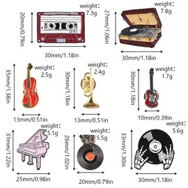 HICOHAND Brooch Set, Enamel Needle Cartoon Daily Life Decoration Enamel Brooch Set, Neutral Children's and Women's Clothing Decoration, Music, Metal, alloy