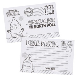Fun Express Color Your Own Letter to Santa Postcards - Set of 24 - Christmas Crafts for Kids
