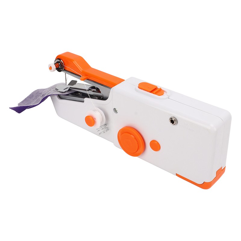 Handheld Sewing Machine Orange Portable Mini DIY Ergonomic Handle Electric