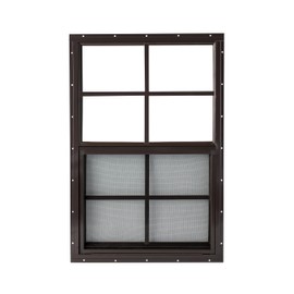 Shed Window 18x27 - Vertical Slider with Built-in Bug Screen (Brown)