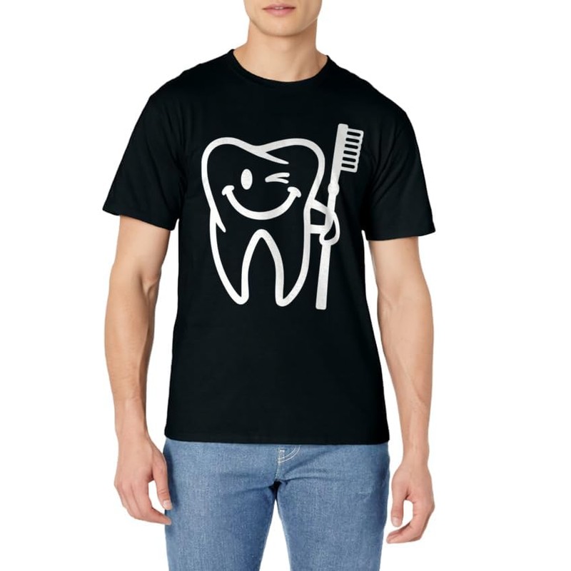 Smiling tooth with toothbrush T-Shirt
