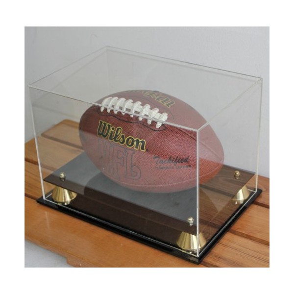UV Protection Football Display Case Holder Stand Holder All Sides Clear Showcase (Rectangular)