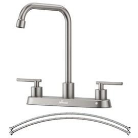 APPASO 2 Handle Kitchen Faucet, Brushed Nickel Kitchen Sink Faucet, Stainless Steel Faucet for Kitchen Sink, 3 Hole Kitchen Faucet Without Side Sprayer, RV Kitchen Faucet with High Right Angle Spout