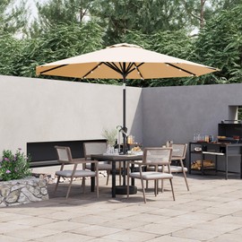 AreShark 9FT Solar Umbrella 32 LED Lighted Patio Umbrella Table Market Umbrella w/Tilt and Crank Outdoor Umbrellas for Garden, Deck, Backyard, Pool and Beach, Khaki