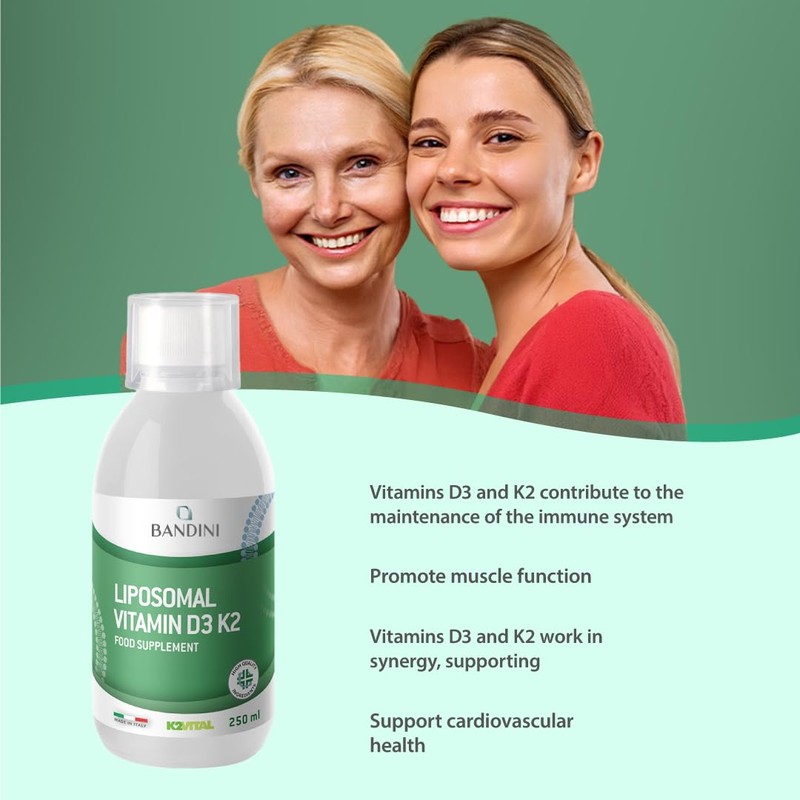 Bandini® Liposomal Vitamin D3 K2 - High-Dosage Dietary Supplement for