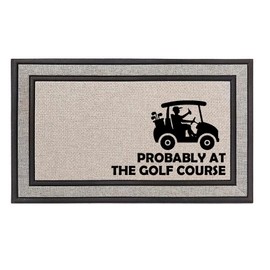 Daylor Outdoor Indoor Doormat 18" x 30" Gray/Beige/Black Rubber Backed Door Mat Probably at The Golf Course Corner Funny