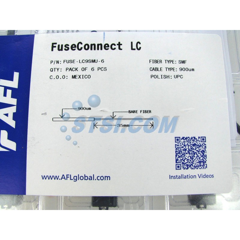 AFL FuseConnect LC SM Fiber Optic Connector, 6-Pack FUSE-LC9SMU-6 ~STSI