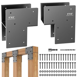 2-Pack 6x6 End Post Cap Tie Brackets (Actual 5.5"), Ultra-Heavy Duty 3.5mm Stainless Steel Corner Brackets, Rustproof Post to Beam Connector Hardware for Gazebo, Deck, Patio Construction (Dark Gray)