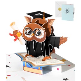 JMHACHY Graduation Pop Up Cards with Envelope - Congratulations Graduation 3D Card with Blank Note, Congrats Grad Cards Gifts for Celebrating High School, College, Kindergarten Graduates, Owl