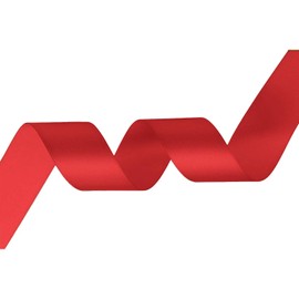 Trimming Shop Red Ribbon Roll - 23mm x 25 Metres - Double Sided Satin Brightly Coloured - 100% Polyester - for Gift Wrapping, Decorating, Arts and Craft - Machine Washable