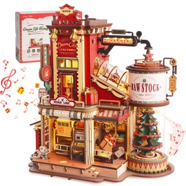 ROKR 3D Wooden Puzzle for Adult - Gift Factory Mechanical Model Kit with Music & Lights, 449pcs Adult Wooden Puzzles, DIY Building Toy for Teens & Adults
