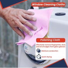 Hi-Shine 10 Next Generation Microfibre Cloth 40x40cm – Chemical Free Microfibre Cleaning Cloth for Glass, Glasses, Stainless Steel, Shiny Surfaces, Window Cleaning Cloths -Glass Cleaning Cloth Pink