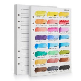 Lightwish Watercolor Sample Paper Bulk - 100% Cotton Cold Press, 300gsm/140lb, 2 Pack, 40 Sheets Total, 24 Spaces, A5 Perforated, Replaceable Paper for Watercolor, Gouache, Oil Pastel, 5.8 x 8.2