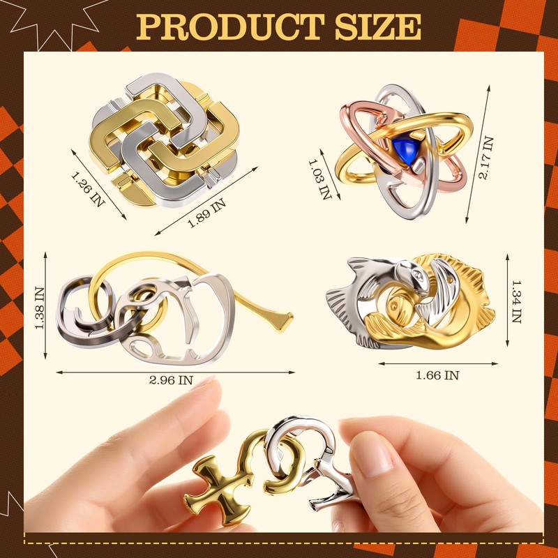 Yilloog 24 Pcs Metal Brain Teaser Puzzles Assortment for Adults