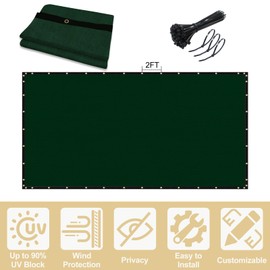 UPGRADE Privacy Screen Fence Customized 6x92 FT Dark Green Outdoor HDPE Mesh Fabric for Construction Site Deck,Backyard,Patio with Zip Ties DZUG010