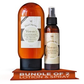 Victoria's Lavender “Don’t Bug Me” Insect Spray & Body Lotion - DEET-Free Plant-Based with Essential Oils & Aloe Vera, Travel-Friendly Skin Protection - 4 oz Each