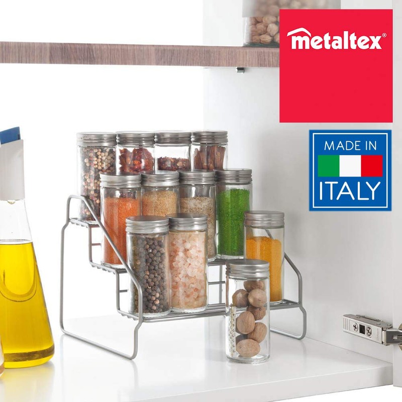 Metaltex Spice Rack, Silver, Approx. 7.9 x 7.1 x 5.9