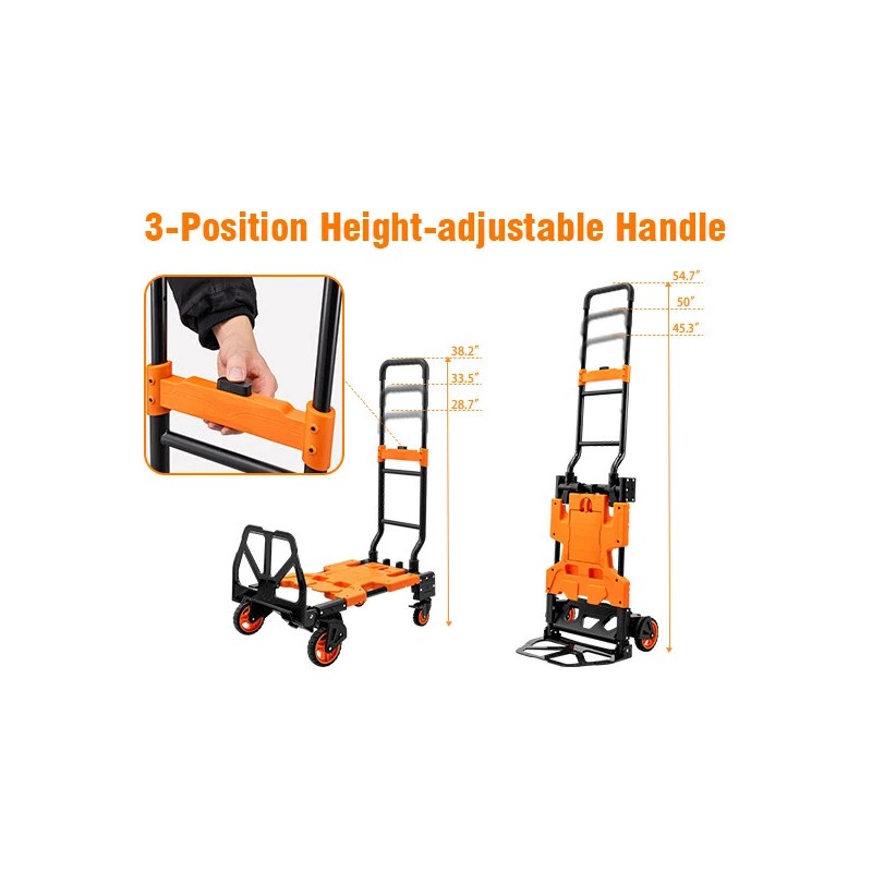 LoJok TECSPACE 2 in 1 Folding Hand Truck, 400 LBS