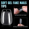 TOMICCA Coffin Shaped Short Nail Tips - 192PCS Half Matte