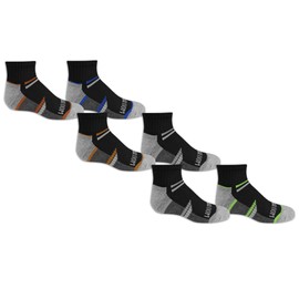 Fruit of the Loom - 6 pares de calcetines de tobillo con media almohadilla, color negro, talla mediana (zapato: 9 – 2,5)