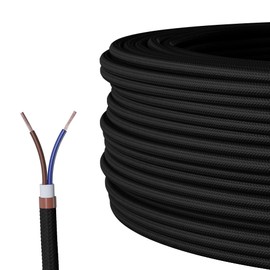 Textile Cable for Lamps, Various Colours, 2 Core, 2 x 0.75 mm2, black