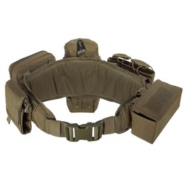 CrogaGear Tactical Belt Quick Release Adjustable Molle for Law Enforcement 7 in 1 Set (TAN)