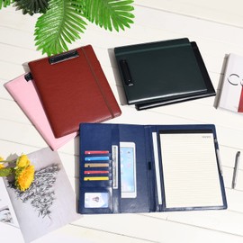 Wonderpool A4 PU Leather Clipboard Partfolio Notepad Forms Holders Document Case - Interview Planner Meeting Writing Padfolio File for Office Travel School Hotel Hospital (A4,Brown)