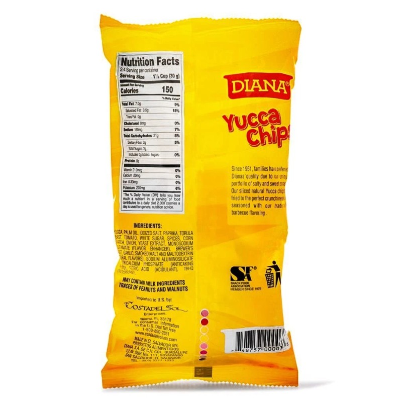 Diana Tapioca Cassava (Yuca) Crispy Chips BBQ 2.29 oz (65g)