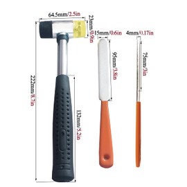 AYUBOUSA Guitar Luthier Tool Kit Double Headed Rubber Hammer,Guitar Fret Crowning Luthier File,Stainless Steel Fret Rocker,Fingerboard Guards Protectors and Grinding Stone for Guitar Bass