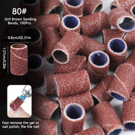 300pcs Nail Sanding Bands Manicure Drill Set with Box #80#180#240 Grits 300Pcs Nail File Sanding Bands, with 2Pcs Nail Drill Bits 3/32 Inch for Manicure Pedicures