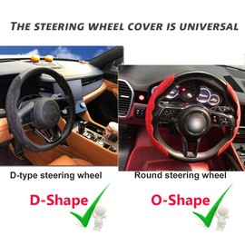 HIBEYO Bling Bling Universal Auto Lenkradbezug Diamant Glitzernden Lenkradabdeckung Lenkradschoner Lenkradschutz Glitzer Anti Rutsch Lenkradhülle für Damen Mädchen Auto Dekorzubehör Innenraum-Rot