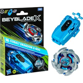 Beyblade X Cobalt Dragoon 2-60C Deluxe Left-Spin String Launcher Set