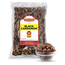 SHUDH Black Cardamom Pods 200 GM | Whole Kali Elaichi Indian Spice ~ All Natural | Vegan | Gluten Friendly | NON-GMO | Indian Origin