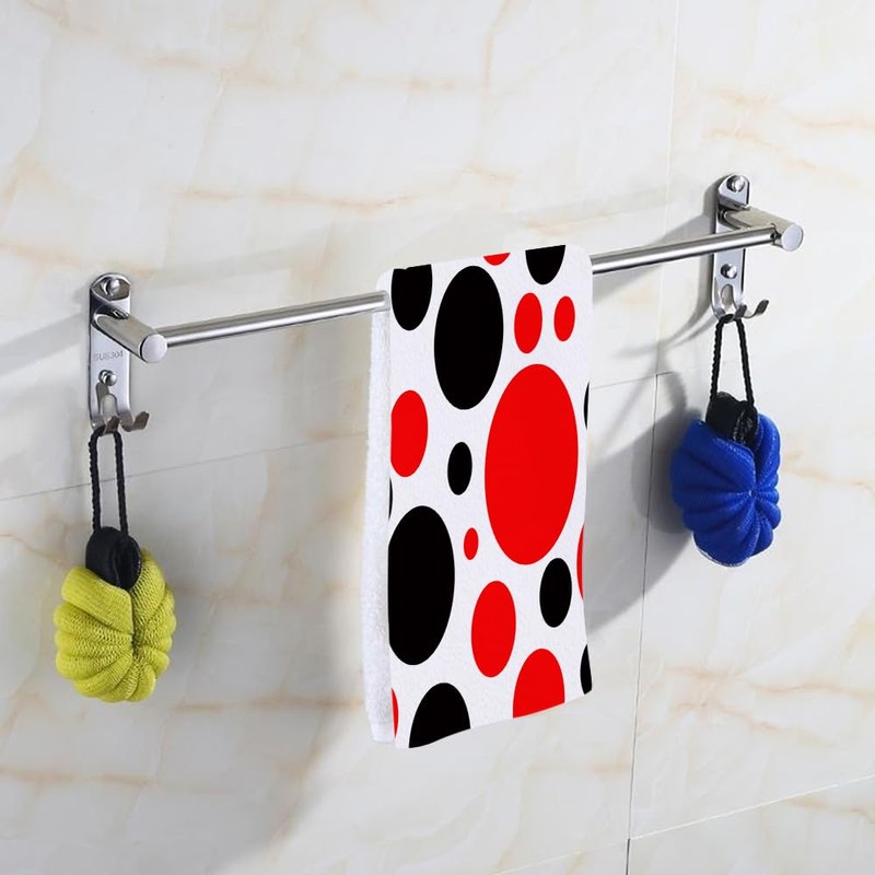 Pehede Red and Black Polka Dot Hand Towel for Bathroom