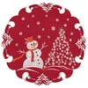 Beautifully Elegant Silver Star Topped Trees and Snowman on Red