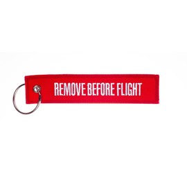 ' REMOVE BEFORE FLIGHT ' -- High Quality Luggage / keychain tag incl. chrome keyring
